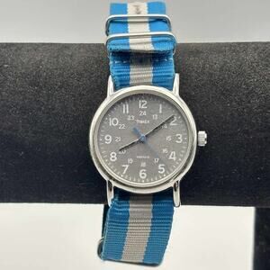 Blue Striped Timex Watch